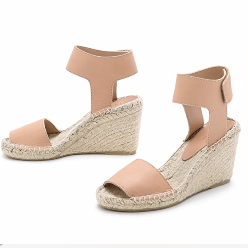 Vince Sophie Women's Nude Leather Wedge Espadrilles